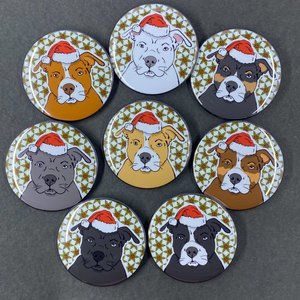 Pit Bull Terrier Christmas Pinback Button Funny Dog Pin Handmade Accessories